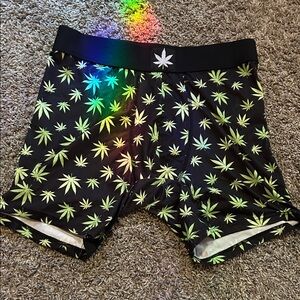 Rue21 Black Boxer Briefs with Green Leaf Pattern